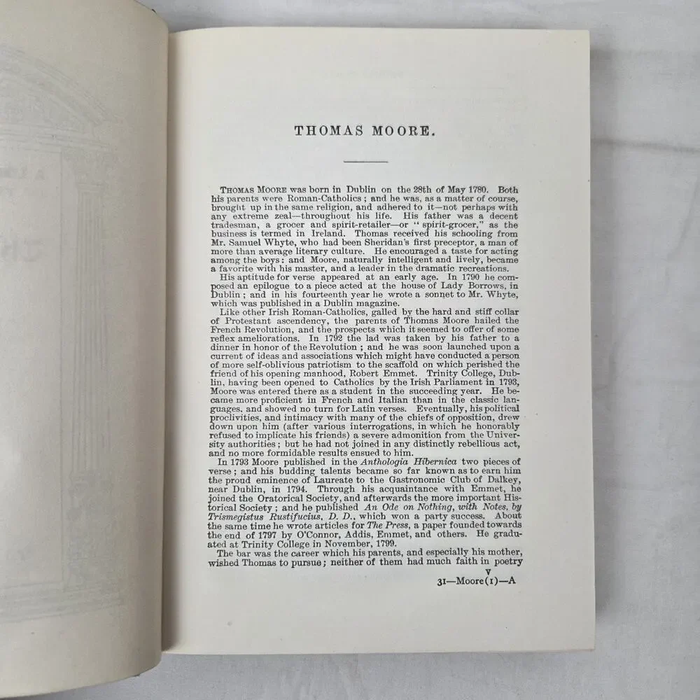 Poems of Thomas Moore in Two Volumes Blue Gold Hardcover Set Poetical Library